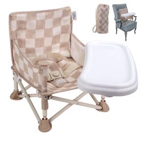 Portable Baby Travel High Chair Seat - Beige Check